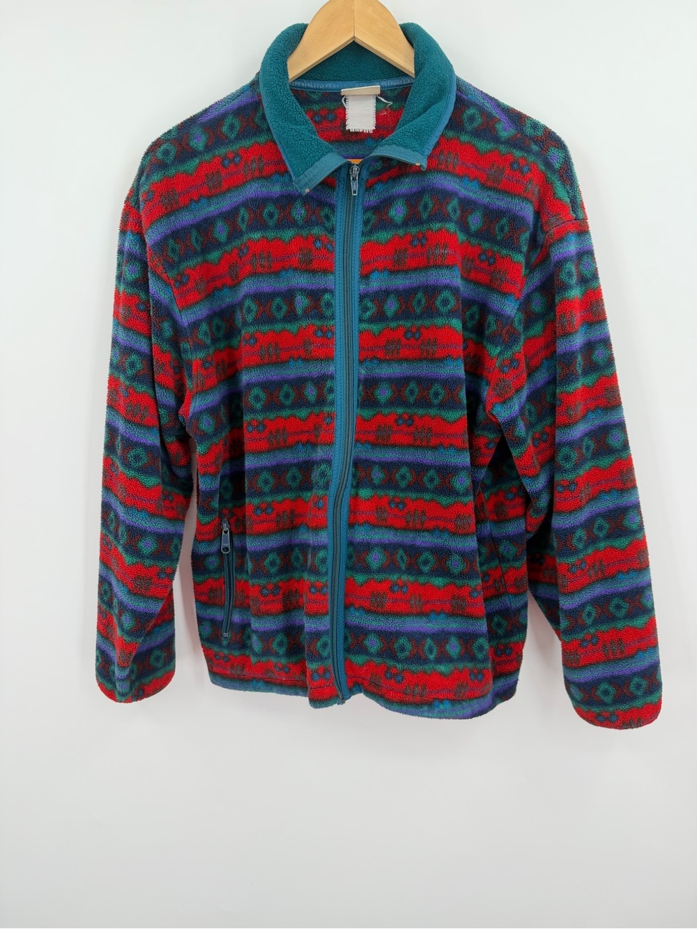 Vintage L.L. Bean Freeport Maine Aztec Southwestern Fleece Full Zip Jacket Sz L